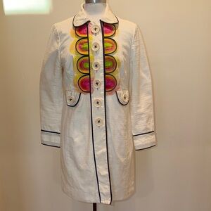 Boden Off-White Coat with Multicolor Accents